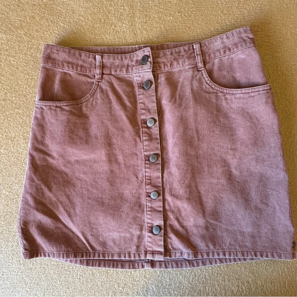 Roxy Dusty Pink Corduroy Button-Up Mini Skirt
